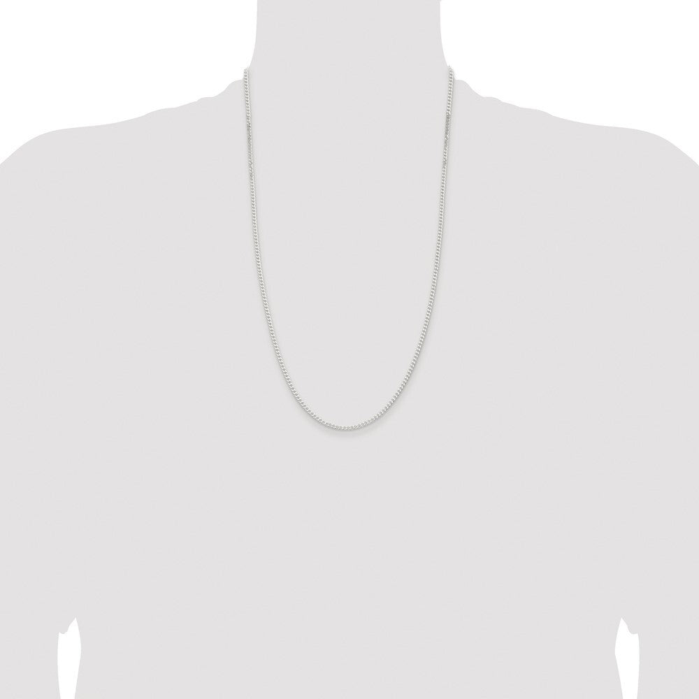 Sterling Silver Rhodium-plated 2.3mm Beveled Curb Chain