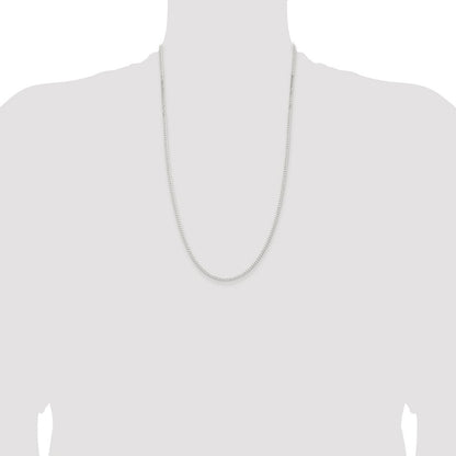 Sterling Silver Rhodium-plated 2.3mm Beveled Curb Chain