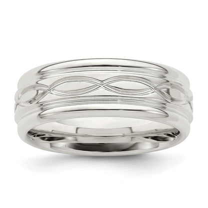 Sterling Silver 7mm Polished Flat Intertwined Beveled Edge Band Ring Size 8