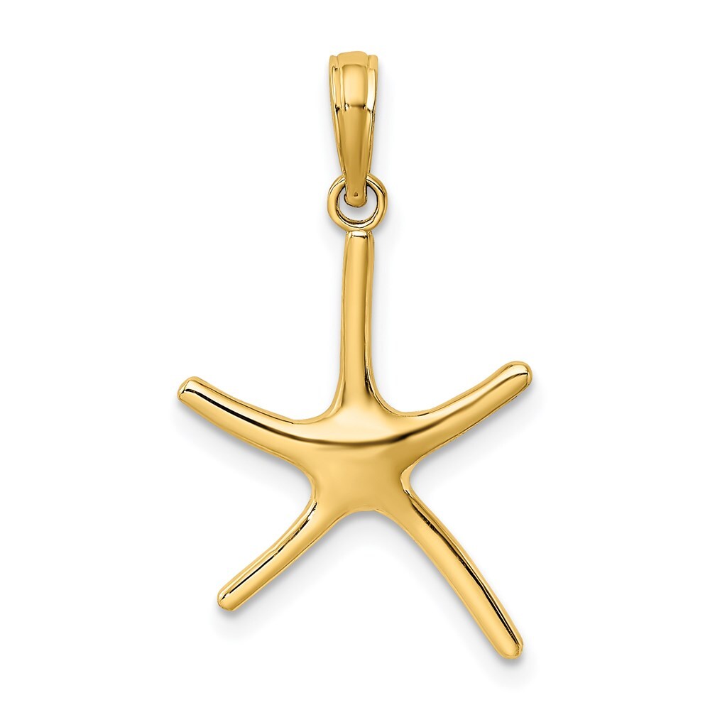 14k Yellow Gold Dancing Starfish Charm Pendant for Women