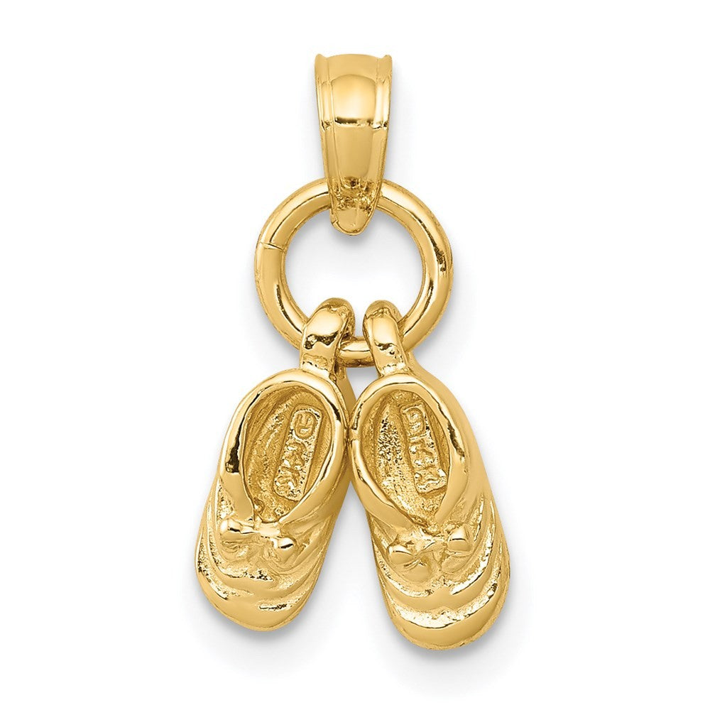 14k Yellow Gold 3-D Moveable Baby Shoes Charm