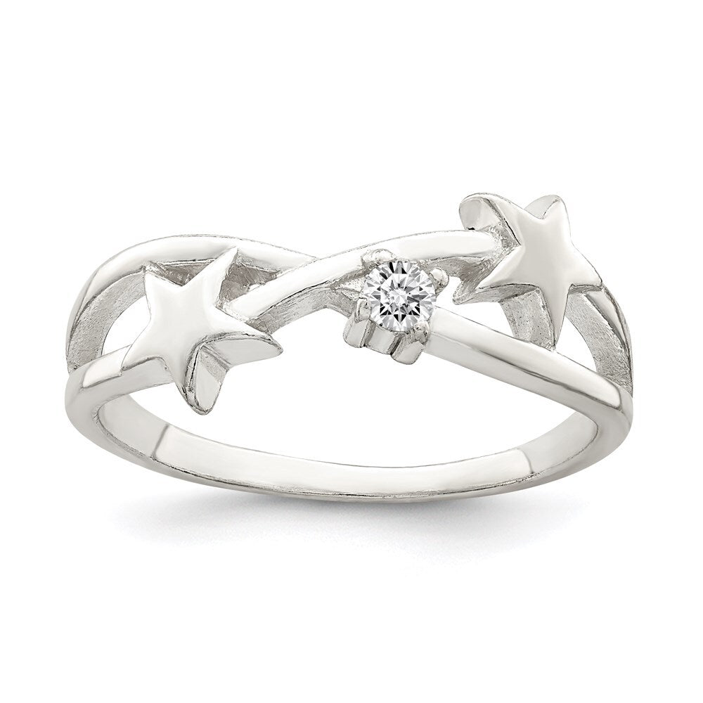 Sterling Silver Cubic Zirconia Star Ring Size 7