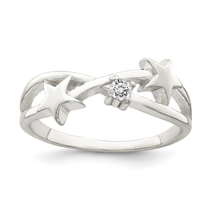 Sterling Silver Cubic Zirconia Star Ring Size 7