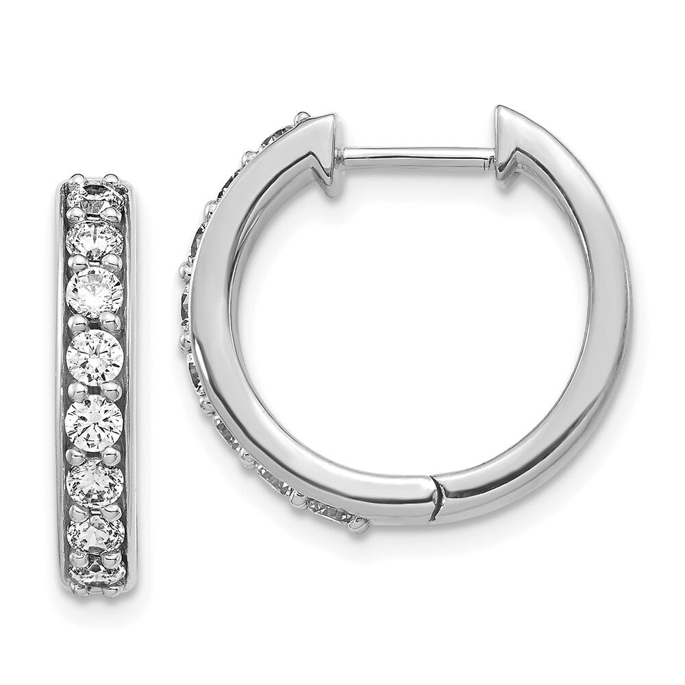 14k White Gold Diamond Hinged Hoop Earrings