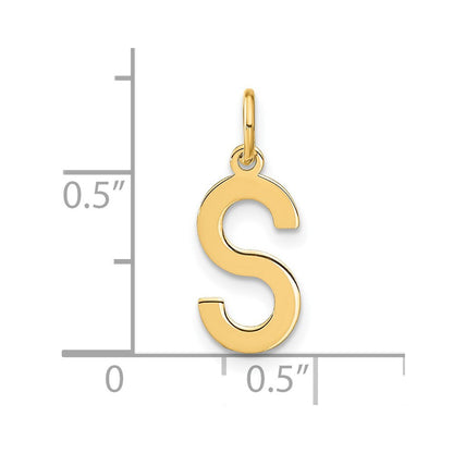 14k Yellow Gold Letter S Initial Pendant for Women