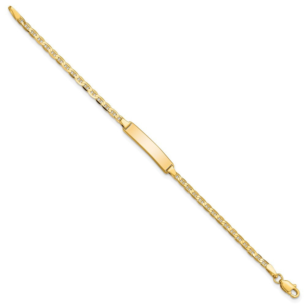 14k Yellow Gold Solid Chain Flat Anchor Link 20x4mm Plate 5.5" ID Bracelet