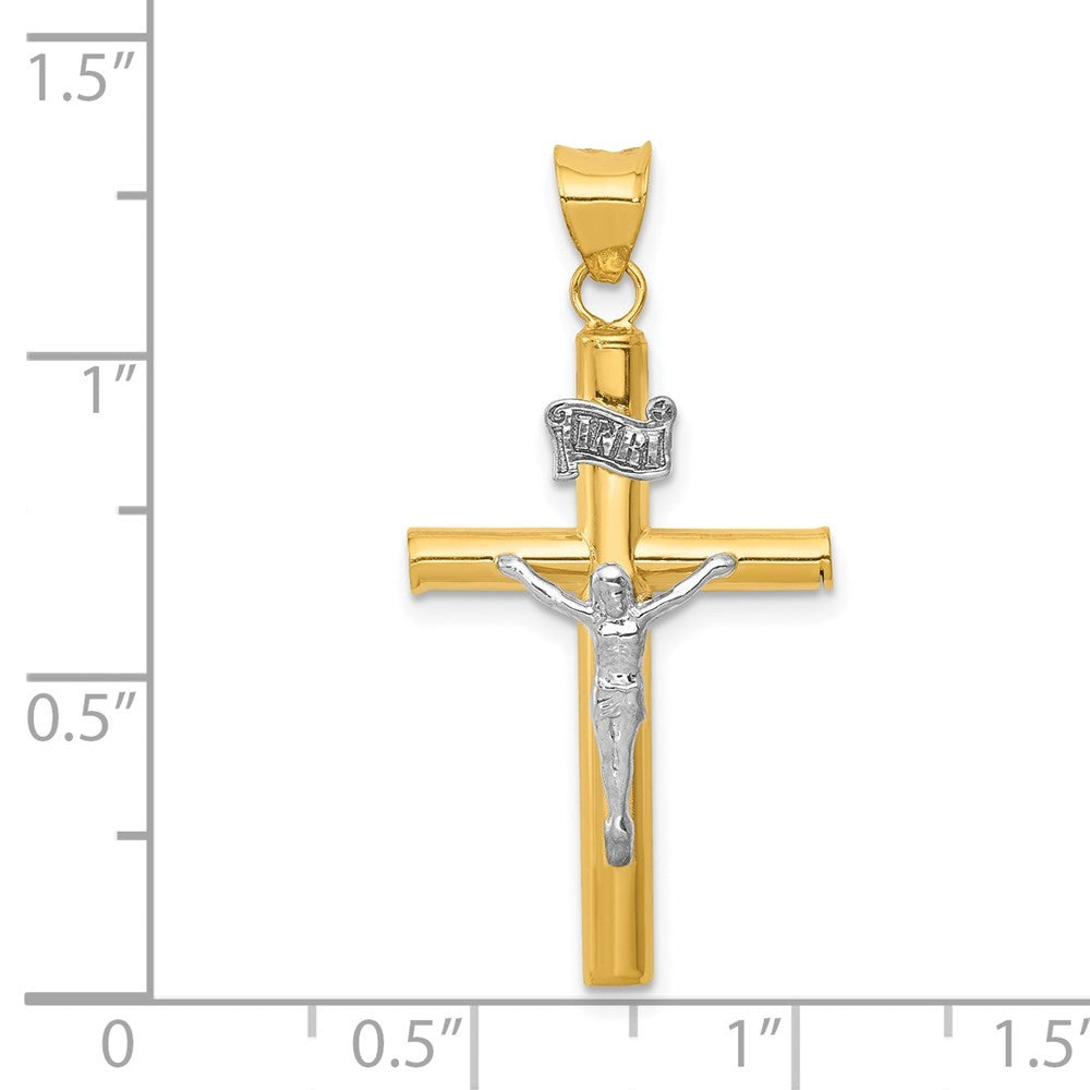 14k Two-Tone Gold INRI Crucifix Pendant