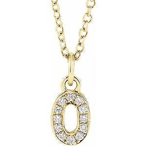 14k Yellow Gold Petite .04 CTW Natural Diamond Numeral 0 16-18" Necklace