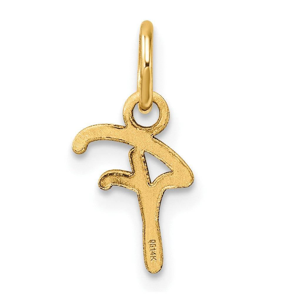 14k Yellow Gold Uppercase Letter F Initial Charm Pendant