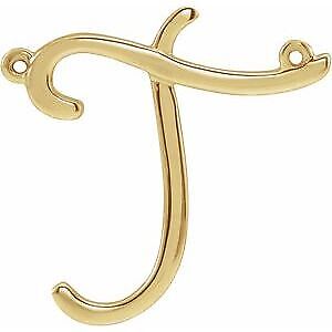 14k Yellow Gold Script Initial T Necklace Center