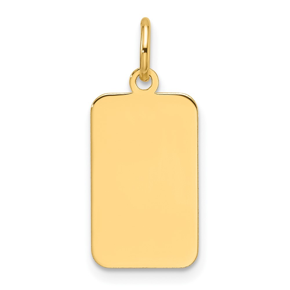 14k Yellow Gold Plain .027 Gauge Engravable Rectangular Disc Charm Pendant