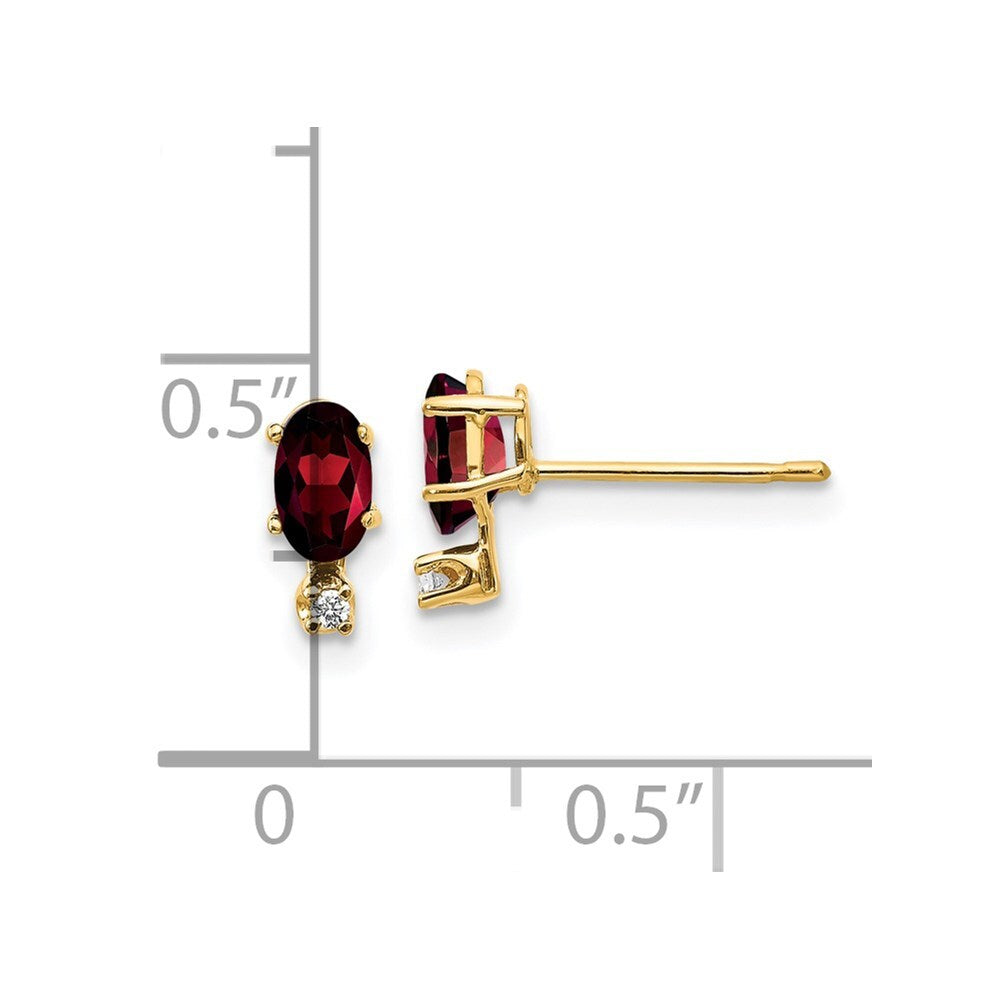 14k Yellow Gold Diamond & Garnet Birthstone Stud Earrings Gift for Women
