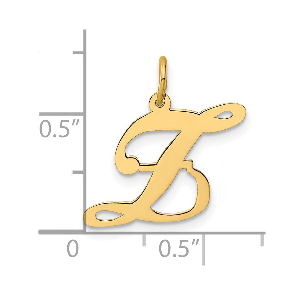 14k Yellow Gold Medium Fancy Script Letter Z Initial Charm Pendant for Women