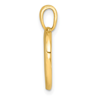 14k Yellow Gold Polished Enamel Paw In Heart Charm Pendant for Women