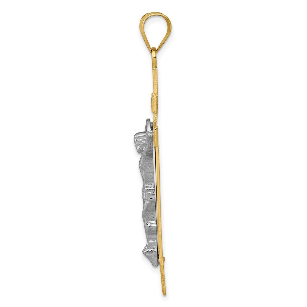 14K Two-Tone Gold INRI Crucifix Pendant