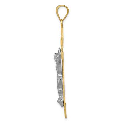 14K Two-Tone Gold INRI Crucifix Pendant