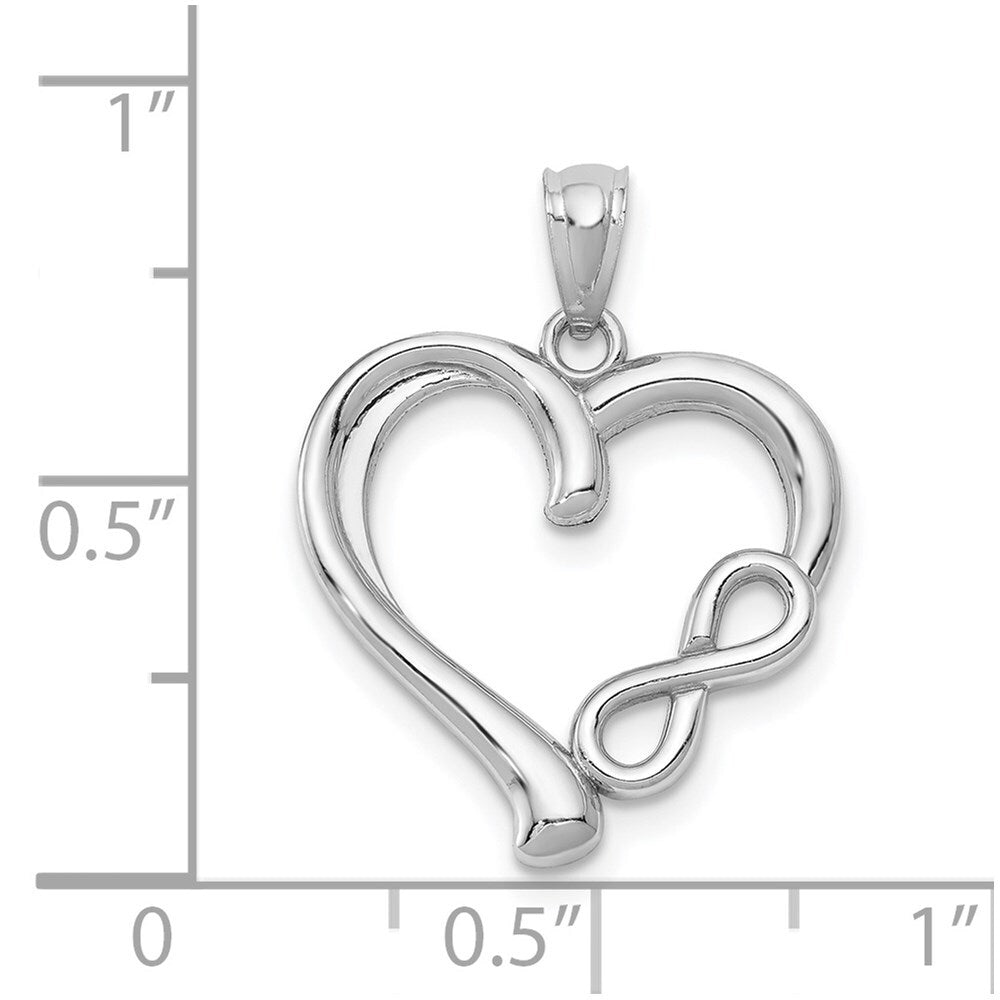 14k White Gold Polished Small Infinity Heart Pendant for Women