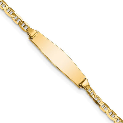 14k Yellow Gold Semi-Solid Chain Anchor Link 19.5x5.5mm Plate 7" ID Bracelet