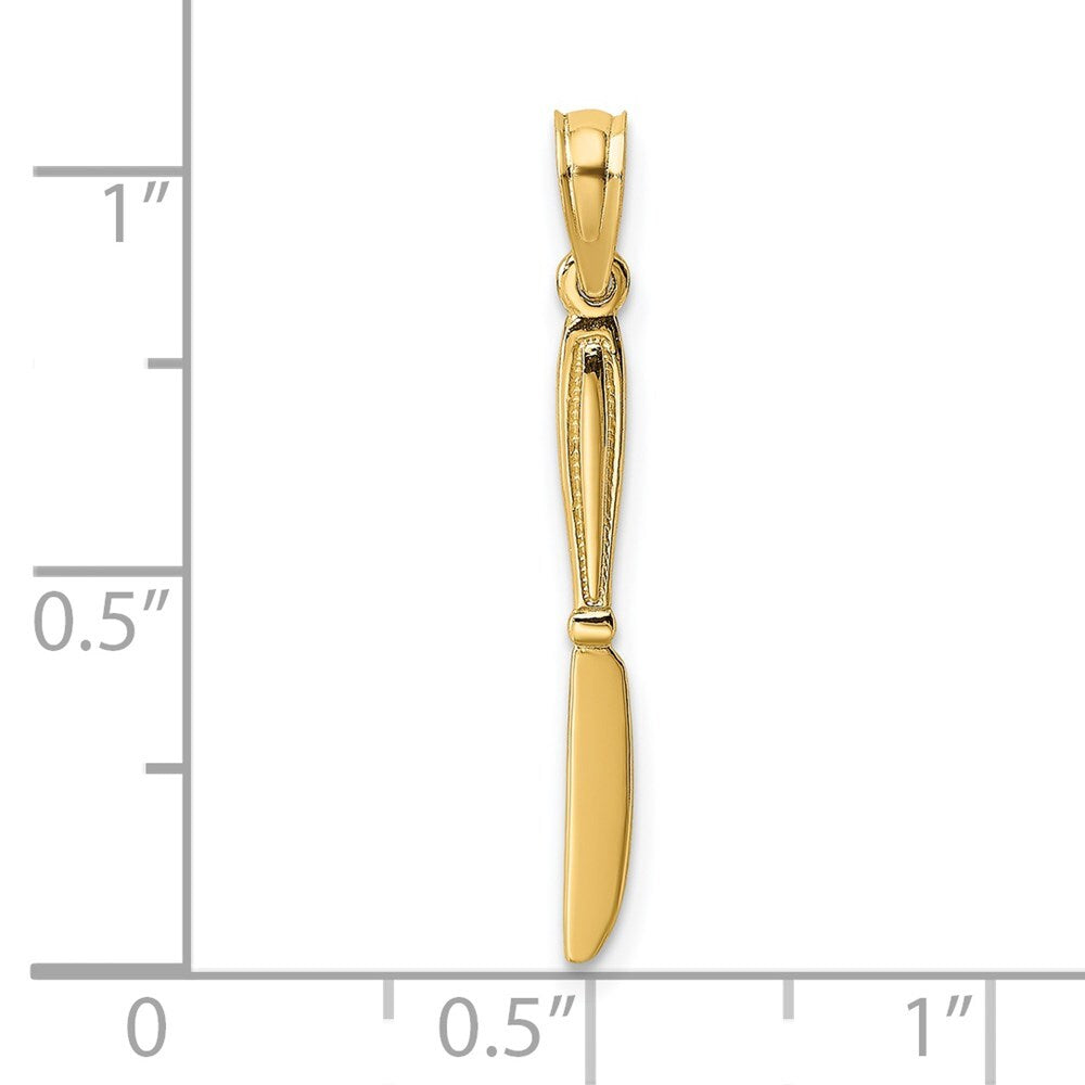14k Yellow Gold 3-D Polished Table Knife Charm Pendant for Women