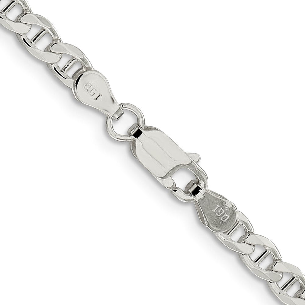 Sterling Silver 4.0mm Diamond-cut Flat Anchor Curb Chain