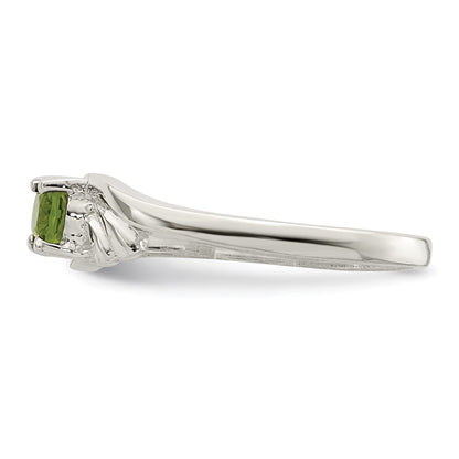 Sterling Silver Lime Green Oval Cubic Zirconia Ring Size 7