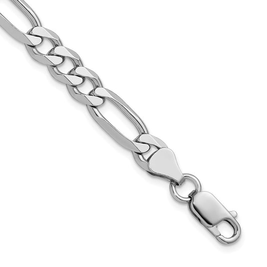 Sterling Silver Rhodium-plated 6.5mm Figaro Chain Bracelet