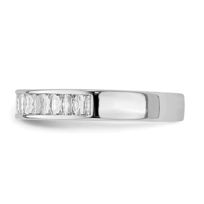 Sterling Silver Rhodium Plated Cubic Zirconia Ring Size 7