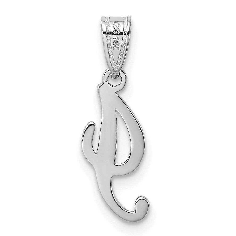 14k White Gold Script Letter I Initial Pendant for Women