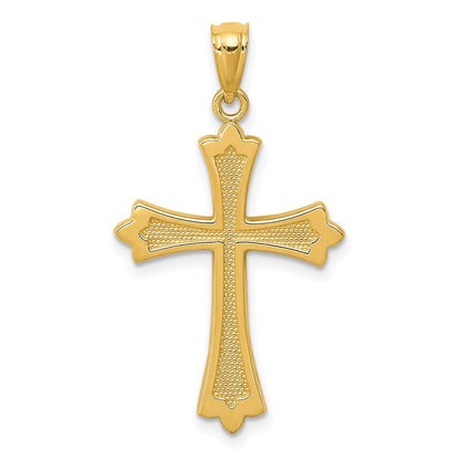 14k Yellow Gold Budded Cross Pendant