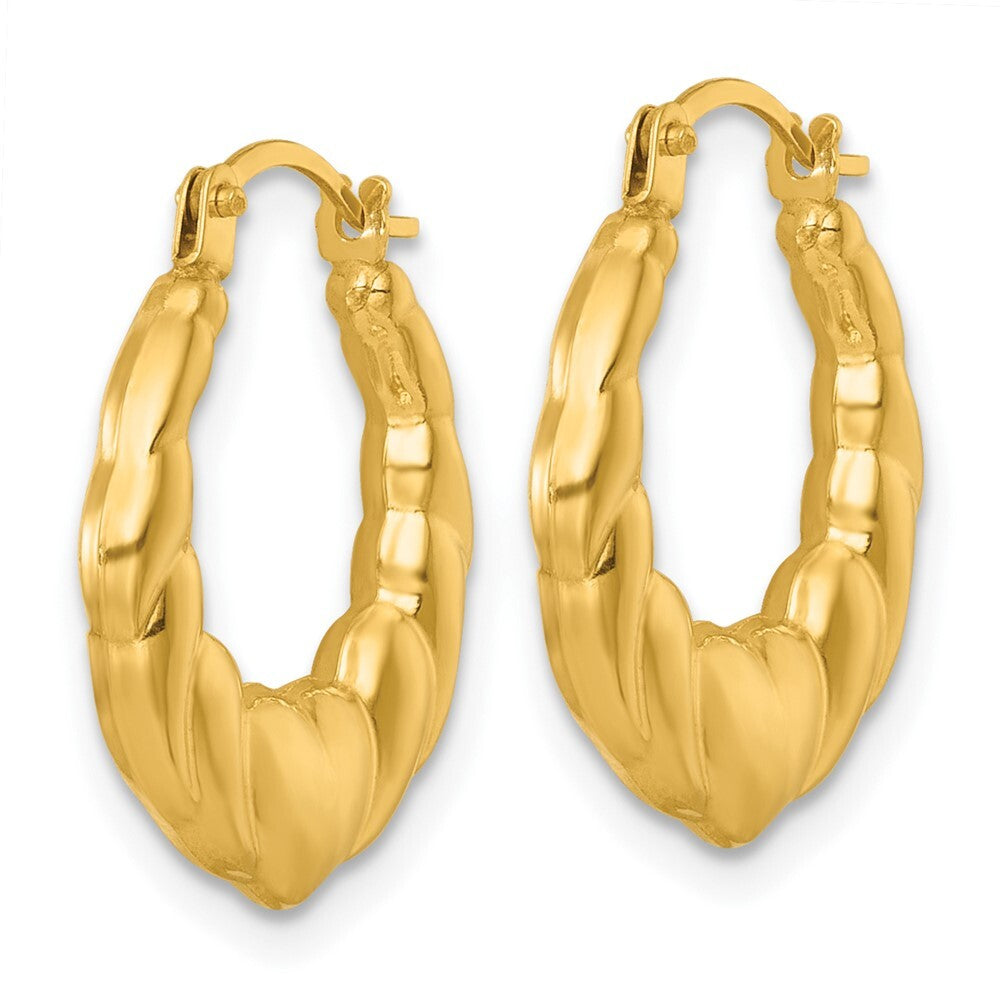 14k Yellow Gold Polished Hearts Hoop Earrings Gift for Women