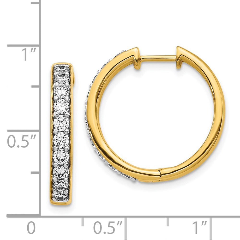 14k Yellow Gold Diamond Hinged Hoop Earrings