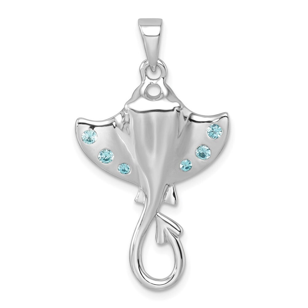 Sterling Silver Rhodium-plated Polished Cubic Zirconia Sting Ray Pendant