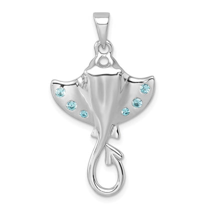 Sterling Silver Rhodium-plated Polished Cubic Zirconia Sting Ray Pendant
