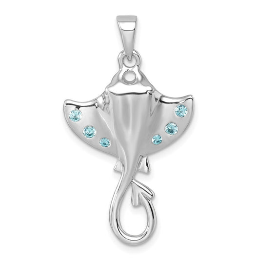 Sterling Silver Rhodium-plated Polished Cubic Zirconia Sting Ray Pendant