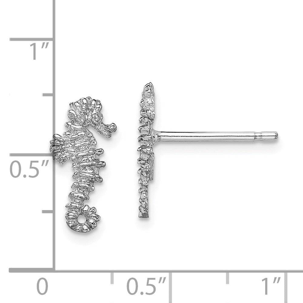 14K White Gold Mini Seahorse Stud Earrings Gift for Women