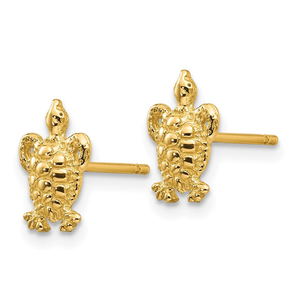 14k Yellow Gold Mini Turtle Stud Earrings