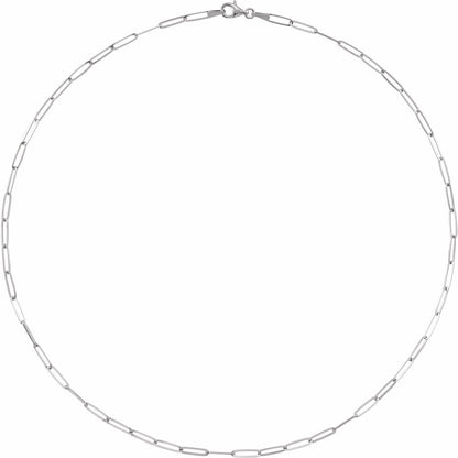 14k White Gold 2.6 mm Paperclip Chain 16" Chain Necklace Fine Gift for Women