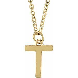 14k Yellow Gold Initial T Dangle 18" Necklace Gift for Women