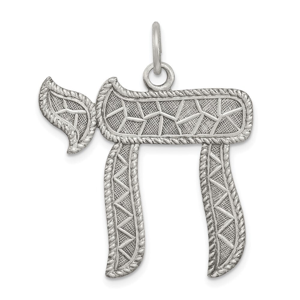 Sterling Silver Antiqued Chai Pendant Holiday Gift for Women