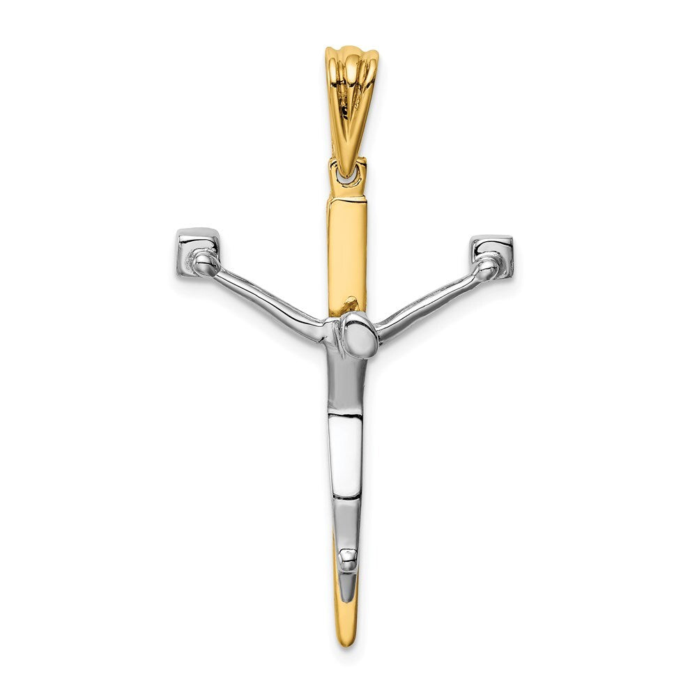 14k Two-tone Gold Crucifix Charm Pendant for Women