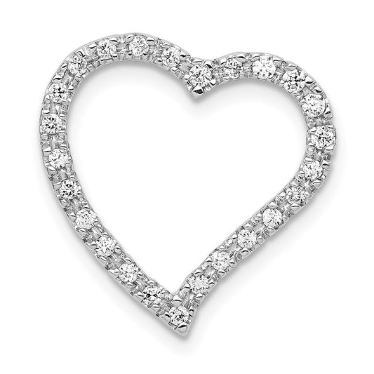 14k White Gold 1/5ct. Diamond Curved Heart Chain Slide Pendant for Women