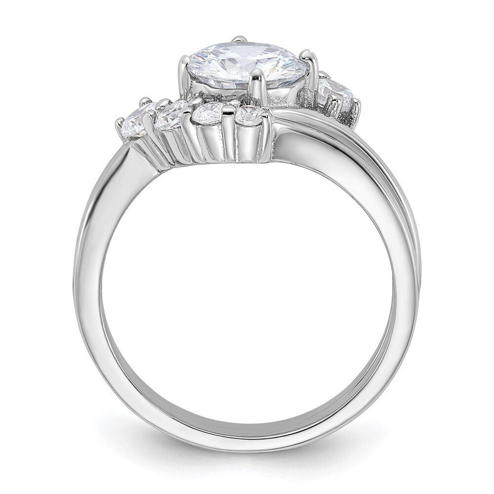 Sterling Silver Rhodium-plated 2-piece Cubic Zirconia Wedding Ring Set Size 6
