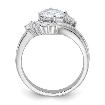 Sterling Silver Rhodium-plated 2-piece Cubic Zirconia Wedding Ring Set Size 6