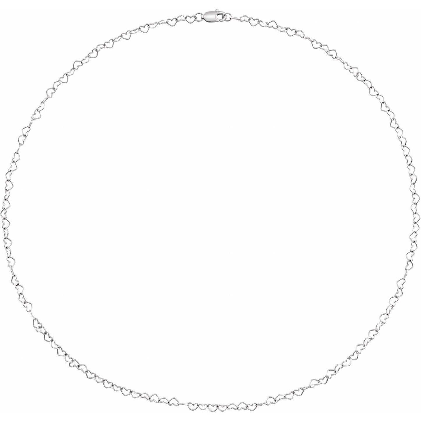 14k White Gold 3.2 mm Heart 16" Chain Necklace Fine Gift for Women