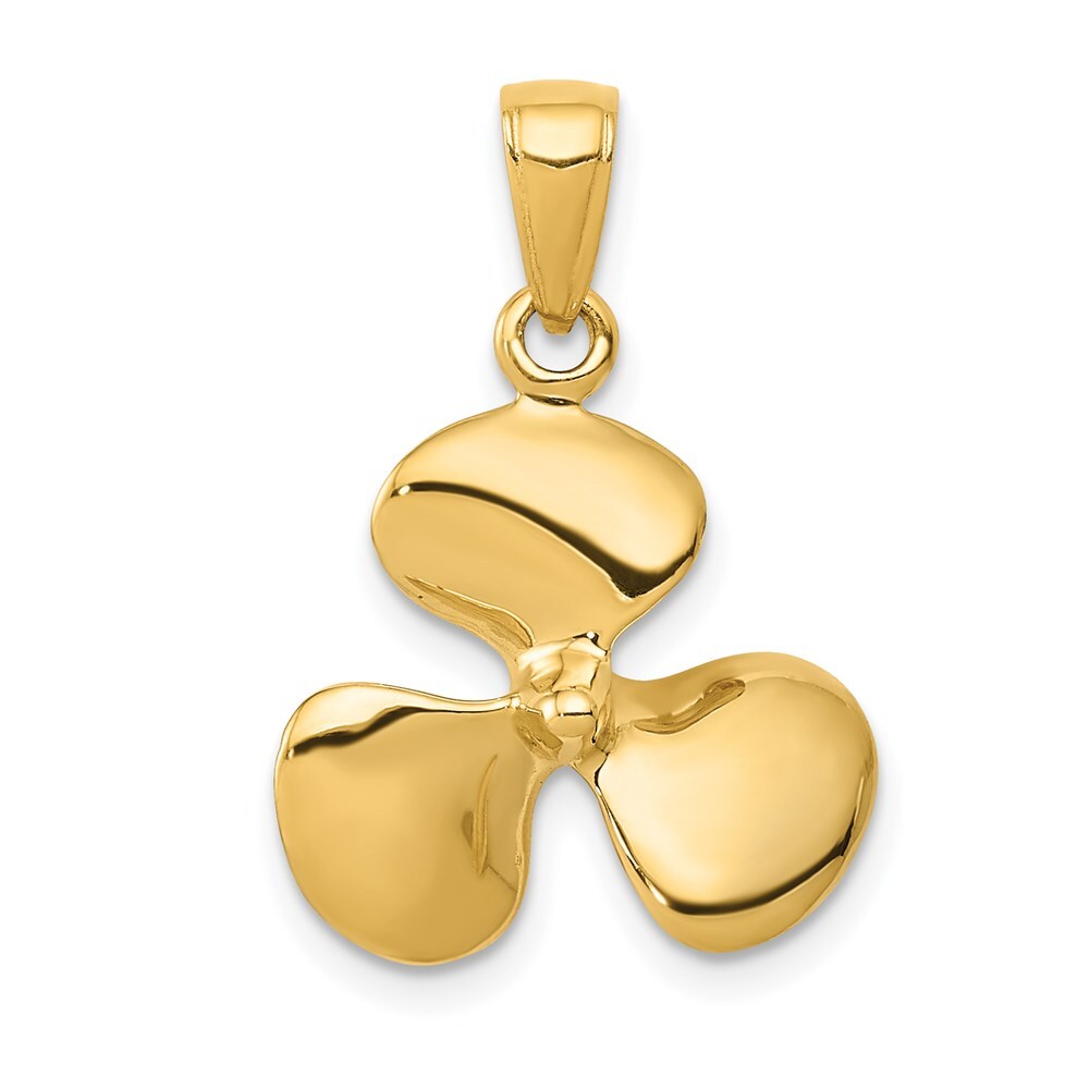 14k Yellow Gold Polished 3-D Propeller Pendant for Women