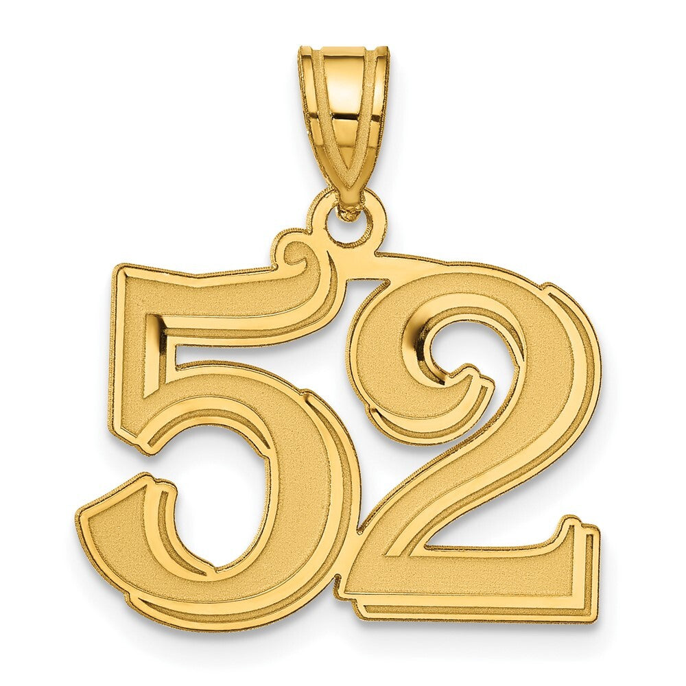 14k Yellow Gold Polished Etched Number 52 Pendant for Women