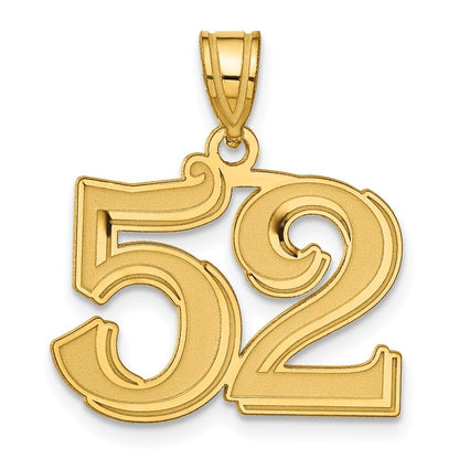 14k Yellow Gold Polished Etched Number 52 Pendant for Women
