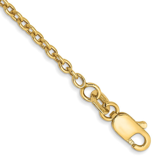 14k Yellow Gold 10 inch 1.8mm Forzantine Cable with Lobster Clasp Anklet