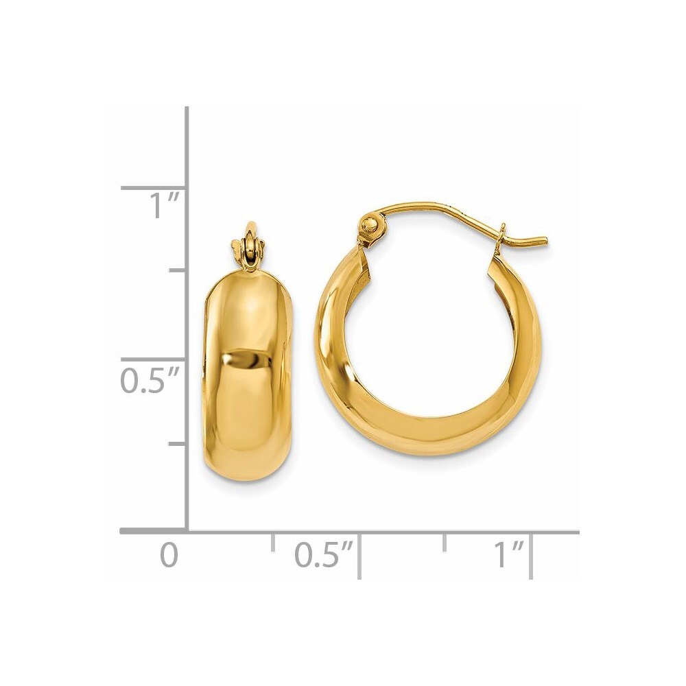 14k Yellow Gold Hoop Earrings Gift for Women