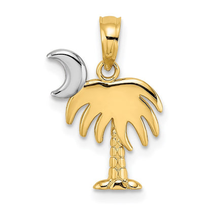 14k Yellow Gold w/ Rhodium Charleston Palm Tree Charm